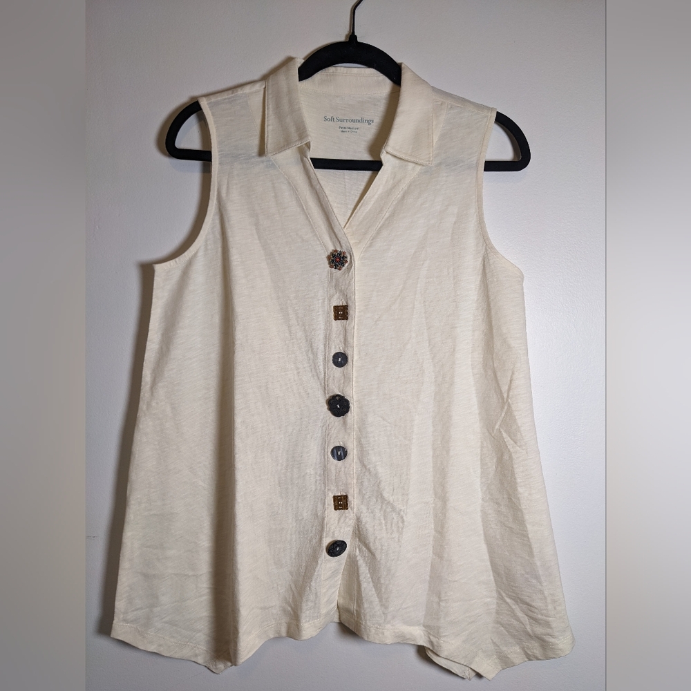 Soft Surroundings Danielle Button Sleeveless Tuni… - image 3